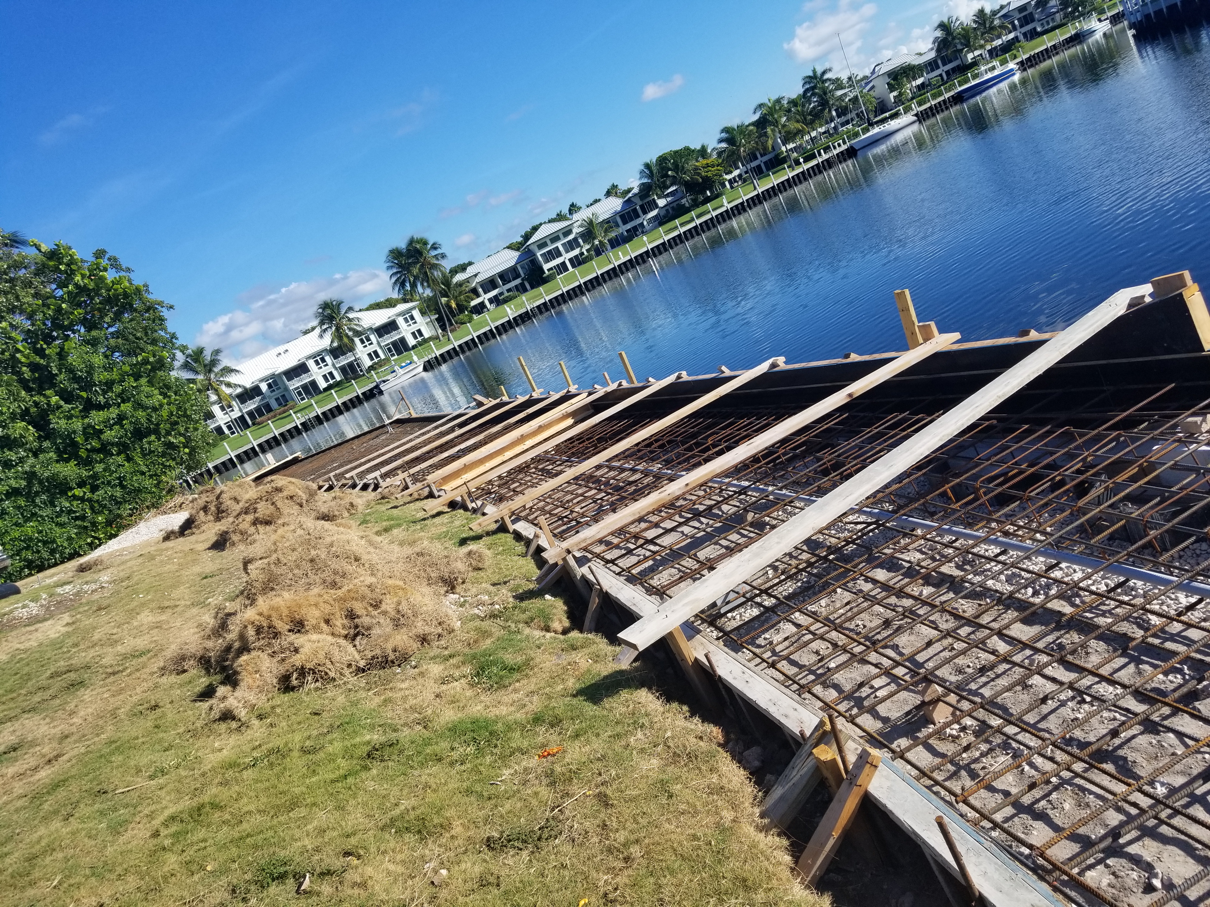 Waterfront dock reinforced foundation before construction