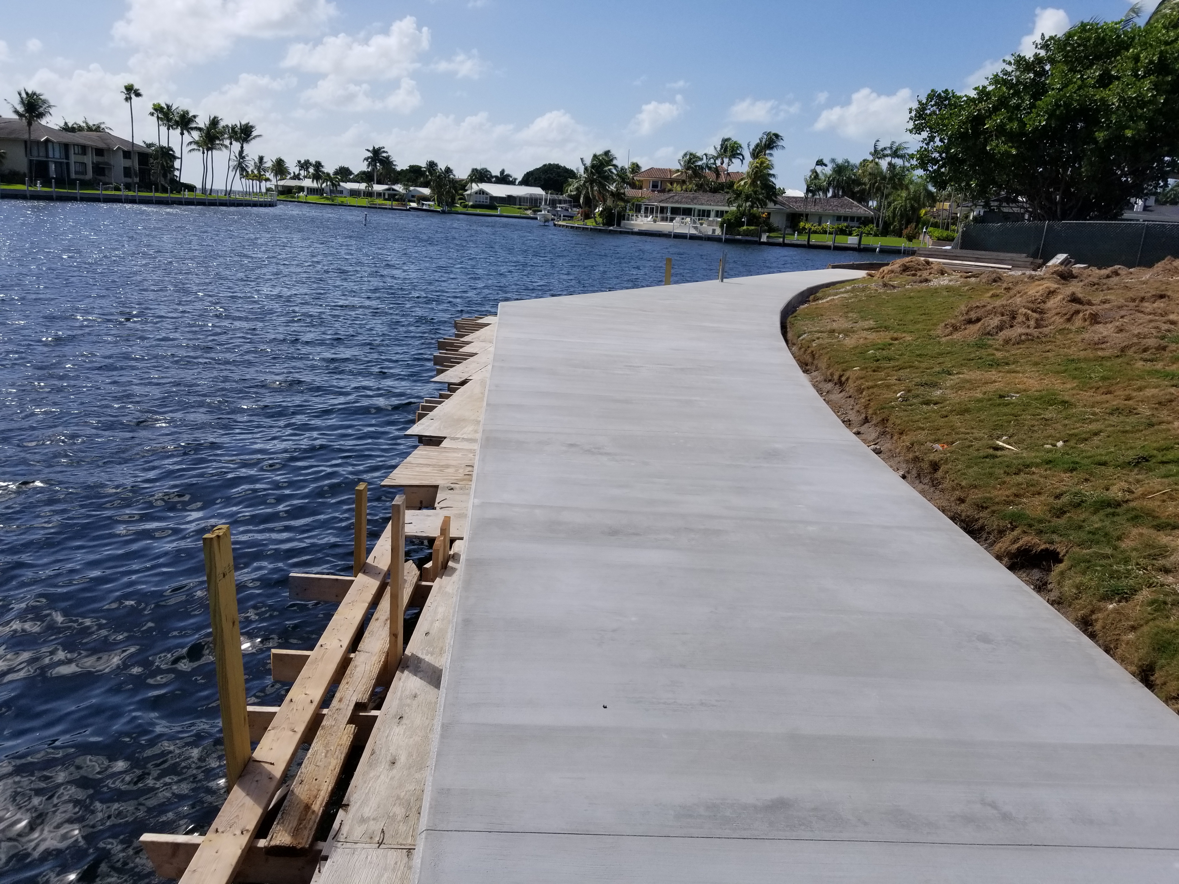 Completed waterfront concrete dock